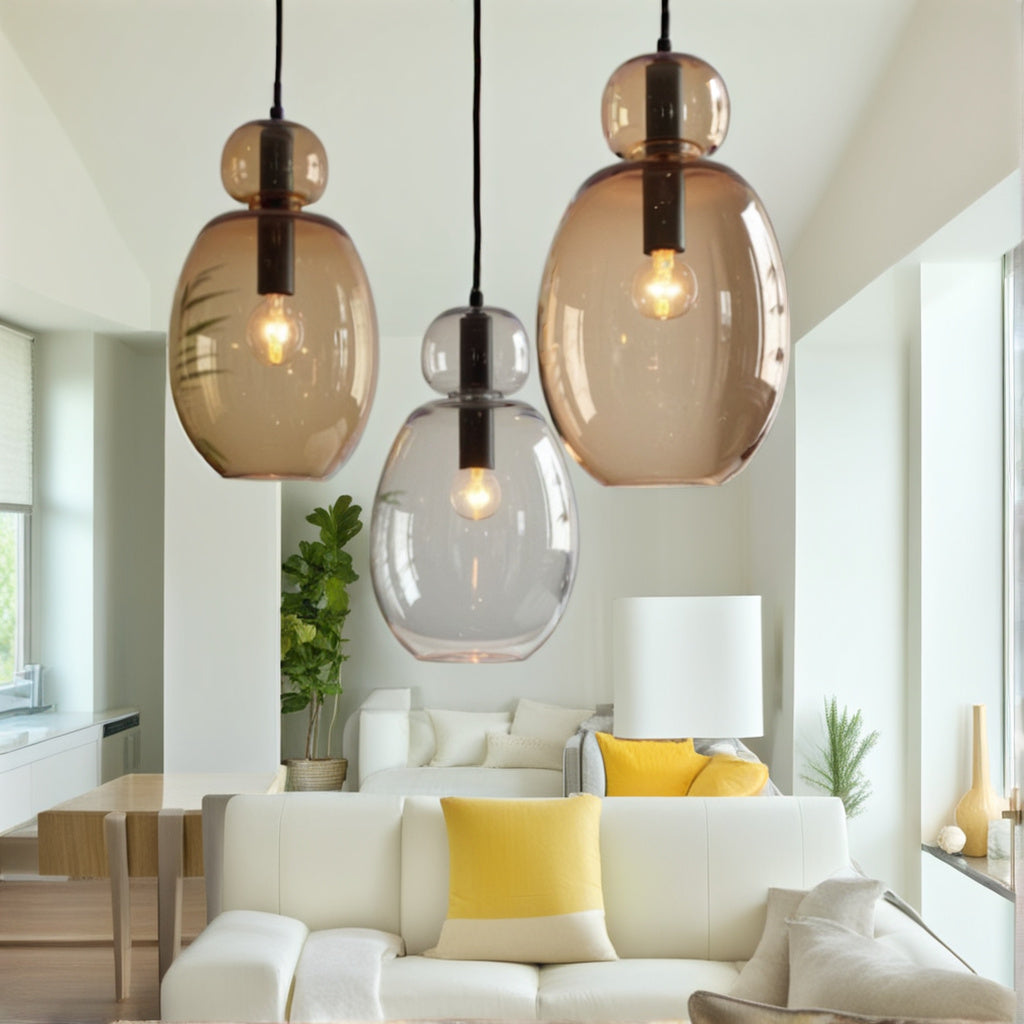 Handmade Glass Pendant Light Trio