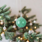 Blown Green Glass Christmas Ball Ornament
