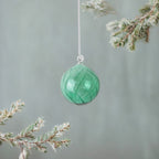 Blown Green Glass Christmas Ball Ornament