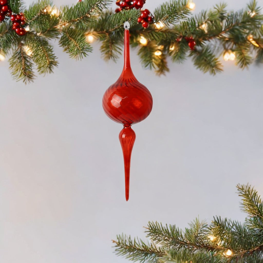 Hand Blown Red Glass Christmas Ornament