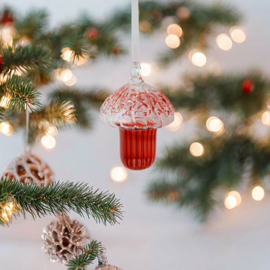Handcrafted Blown Glass Acorn Christmas Ornament