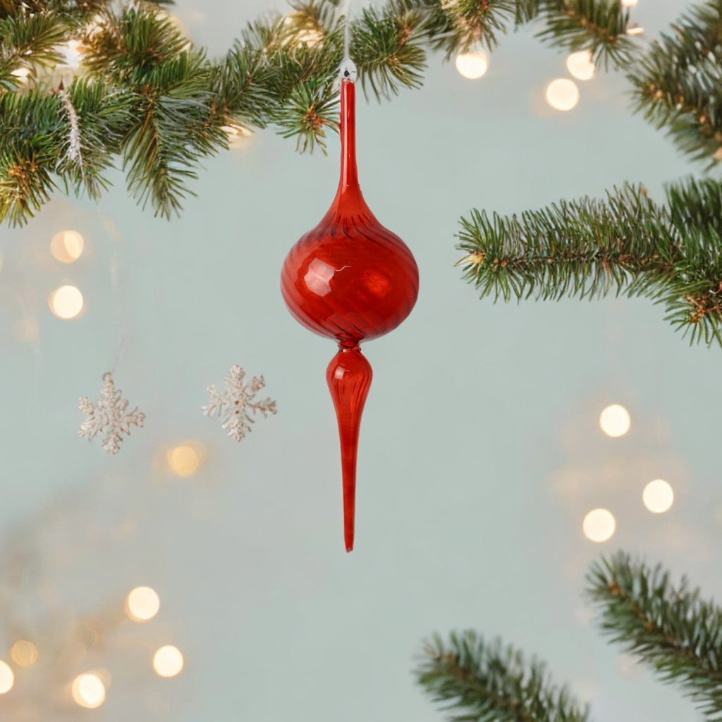 Hand Blown Red Glass Christmas Ornament