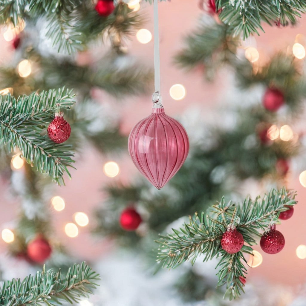 Pink Blown Glass Christmas Ornament