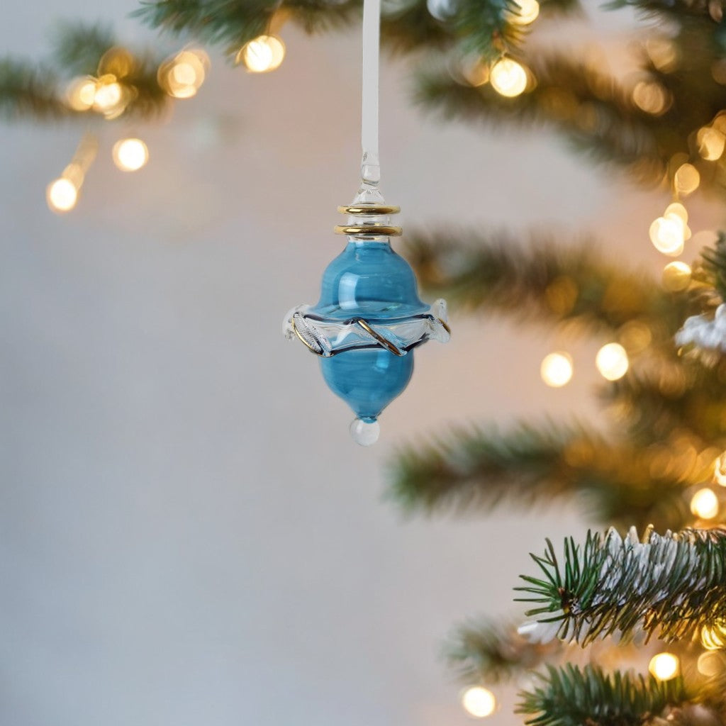 Blown Blue Glass Christmas Ornament