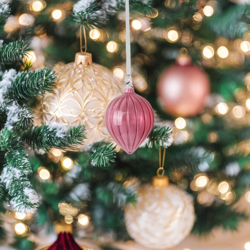 Pink Blown Glass Christmas Ornament