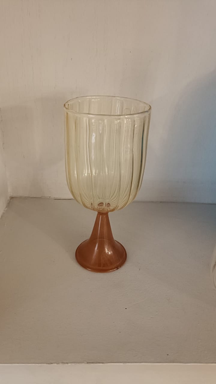 Handmade Ribbed Glass Cup
