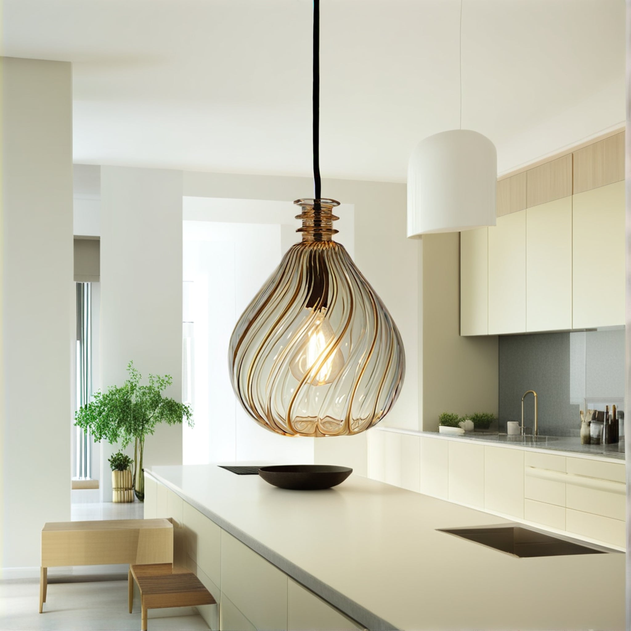 Twisted Glass Pendant Light