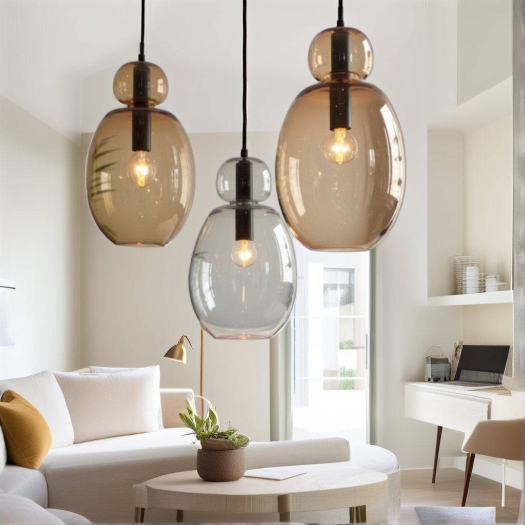 Handmade Glass Pendant Light Trio