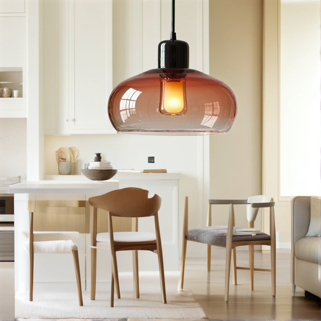 Handmade Amber Glass Dome Pendant Light