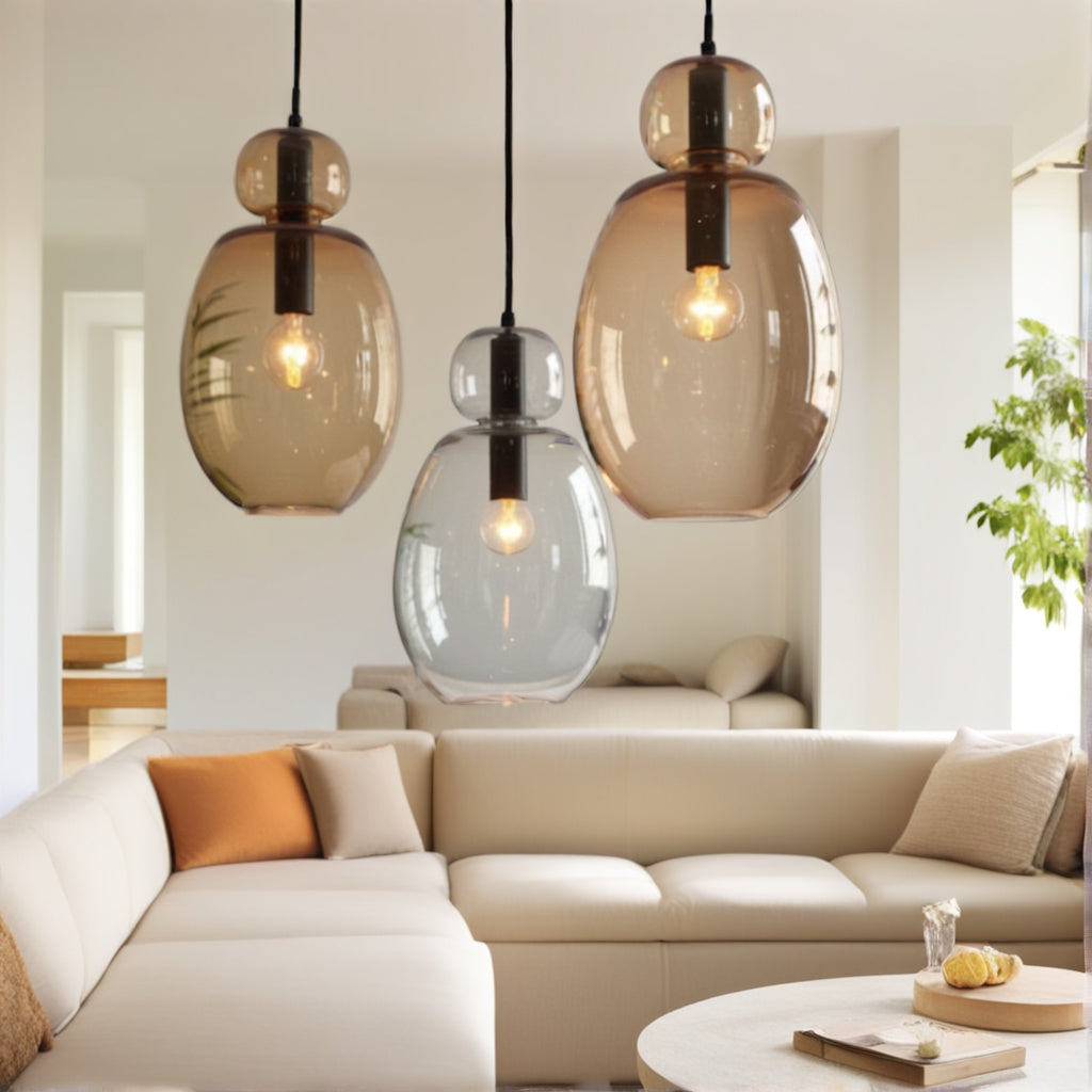 Handmade Glass Pendant Light Trio