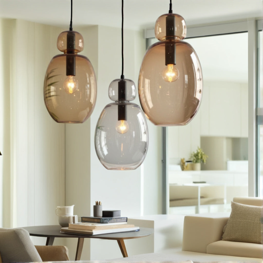 Handmade Glass Pendant Light Trio
