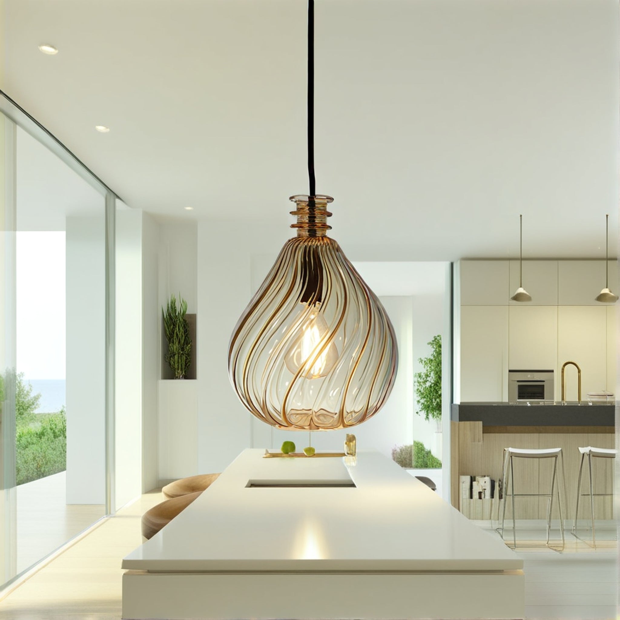 Twisted Glass Pendant Light