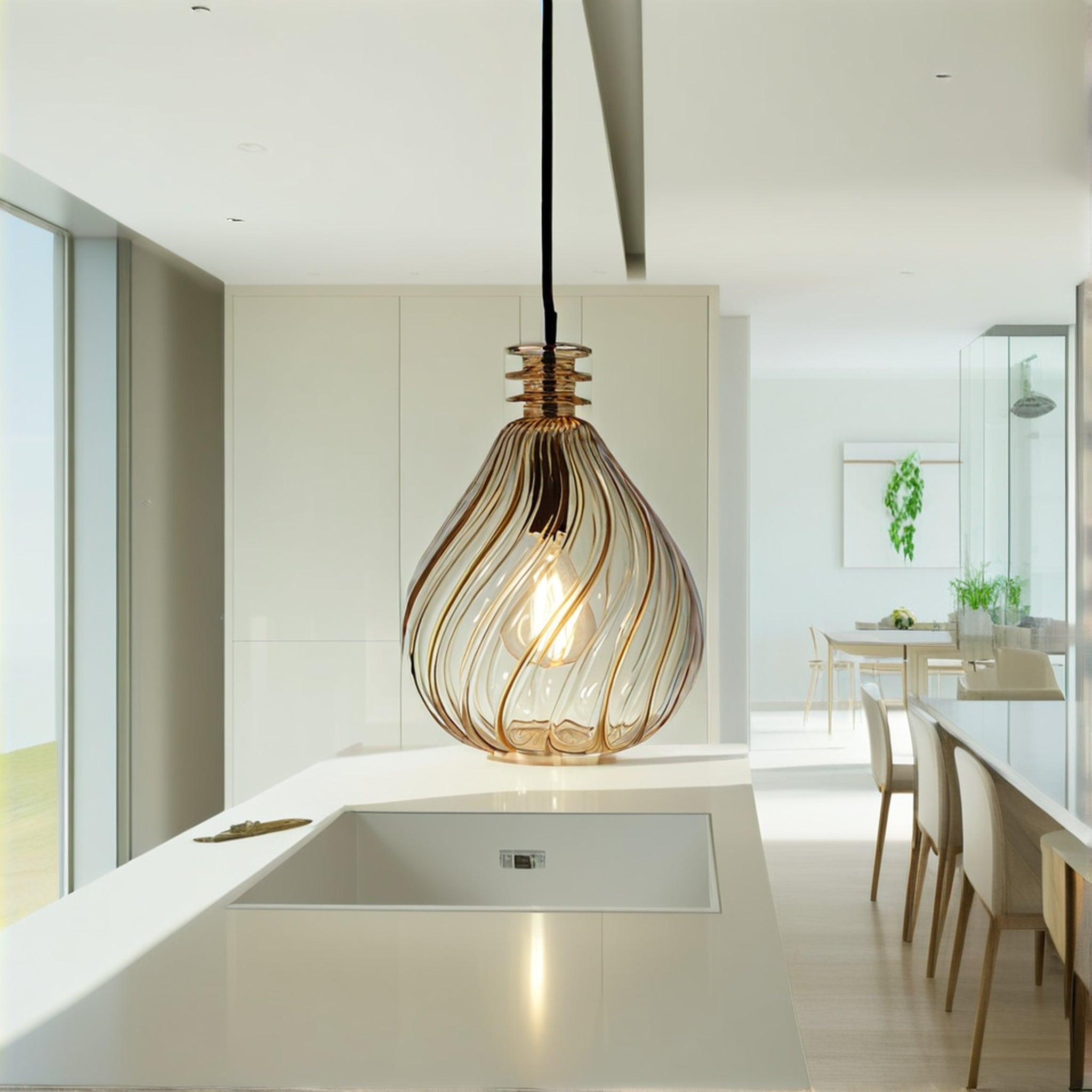Twisted Glass Pendant Light