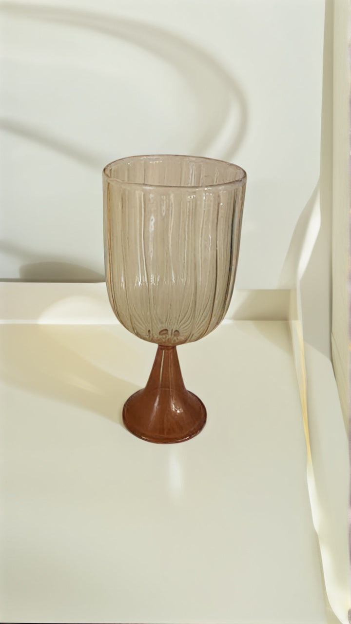 Handmade Ribbed Glass Cup