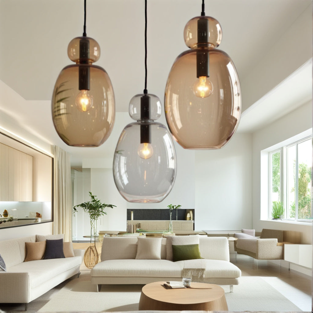 Handmade Glass Pendant Light Trio