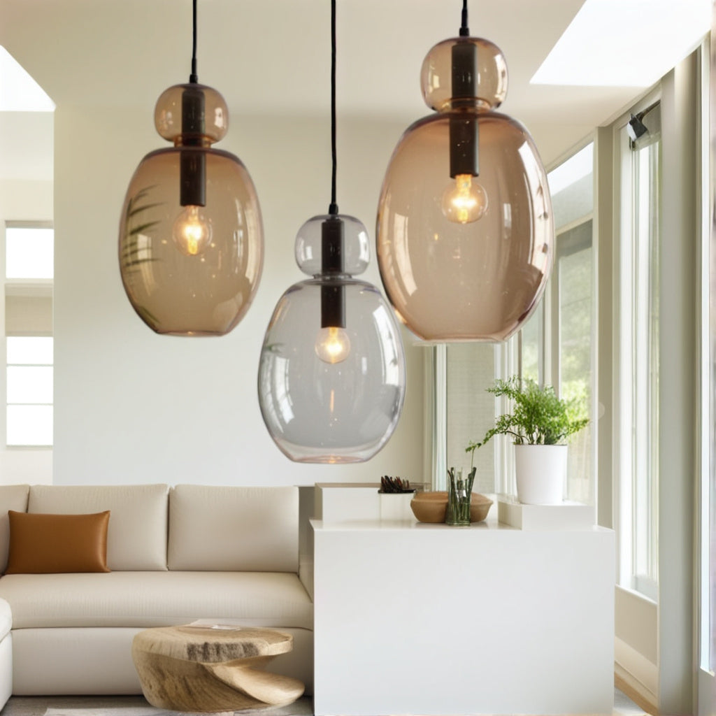 Handmade Glass Pendant Light Trio