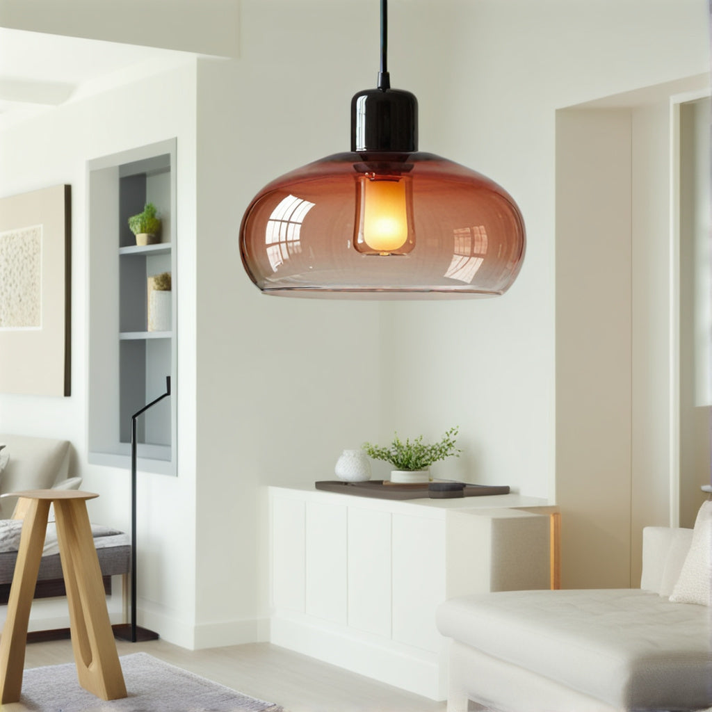 Handmade Amber Glass Dome Pendant Light
