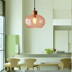 Handmade Ribbed Glass Pendant Light