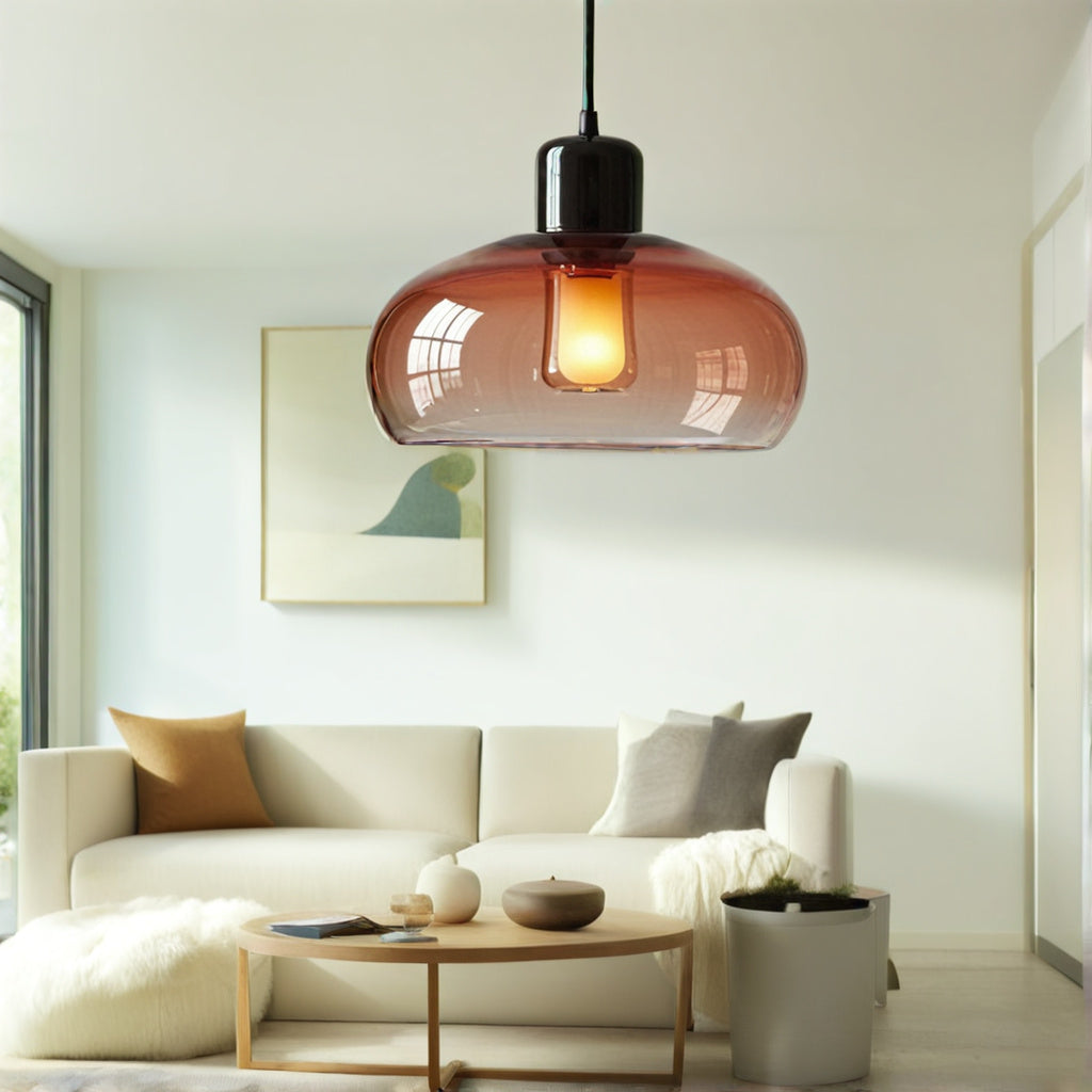 Handmade Amber Glass Dome Pendant Light