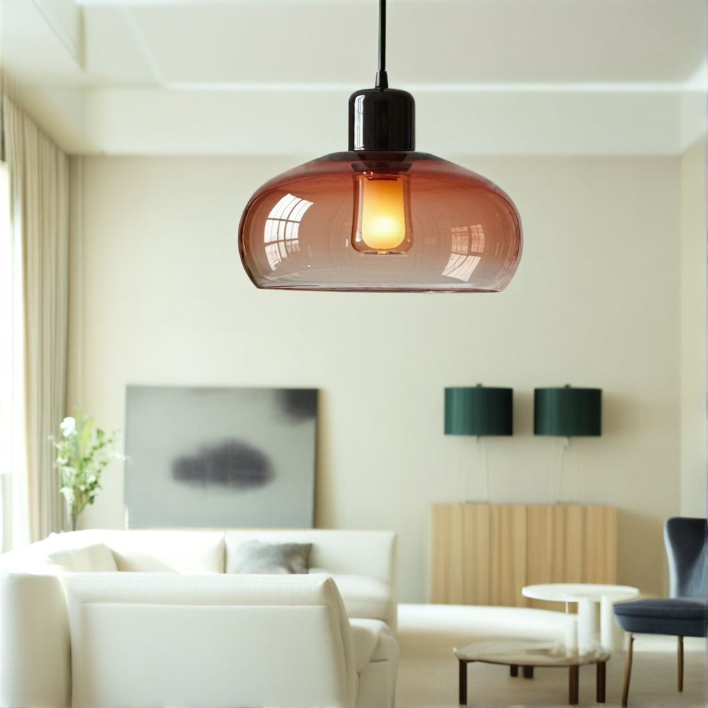 Handmade Amber Glass Dome Pendant Light