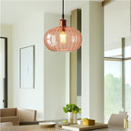 Handmade Ribbed Glass Pendant Light
