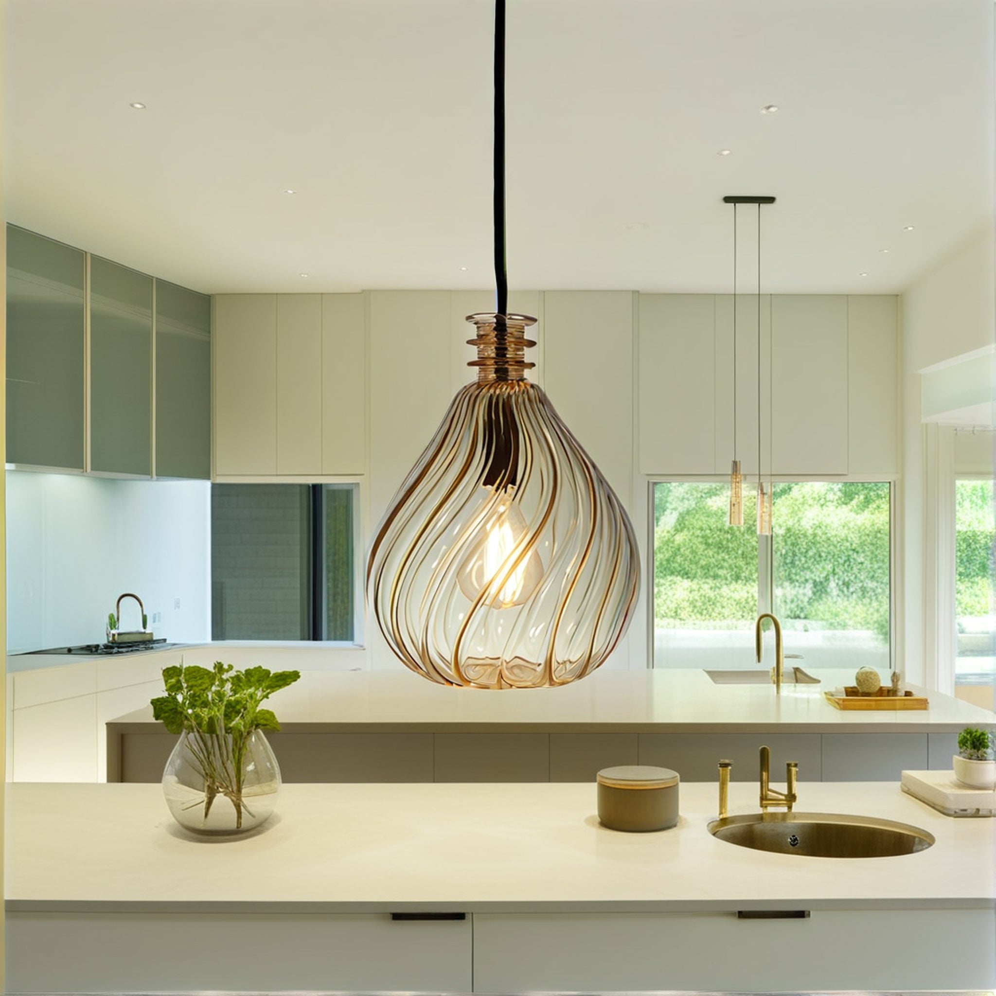 Twisted Glass Pendant Light